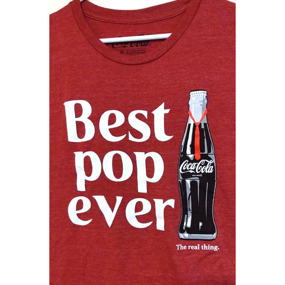 Coca Cola Tshirt BEST POP EVER The Real Thing Soda RED Adult XL Lightweight Coke - Picture 5 of 9
